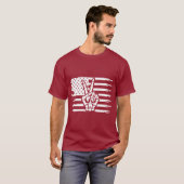 平和のサイン愛国的なアメリカ国旗のスケルトンハンド Tシャツ (正面フル)