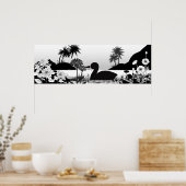 平和のシルエット – 白黒自然ポスター ポスター (キッチン)