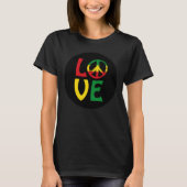 平和のシンボルを持つLOVEレゲエ Tシャツ (正面)