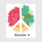 平和のシンボル – 緑の森と赤の花 シール (シート)