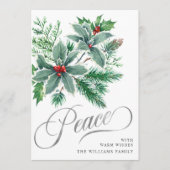 平和のホリーデイ　ホリーの枝とクリスマスの挨拶 シーズンカード (正面)