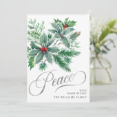 平和のホリーデイ　ホリーの枝とクリスマスの挨拶 シーズンカード (スタンド正面)