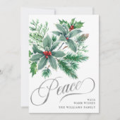平和のホリーデイ　ホリーの枝とクリスマスの挨拶 シーズンカード (正面)