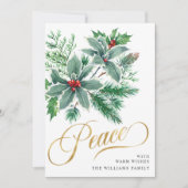 平和のホリーデイ ホリーの枝とクリスマスの挨拶 シーズンカード (正面)
