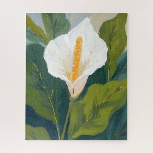 平和のユリの花の絵 ジグソーパズル (縦)