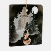 平和の中で～キツネと満月の森林 セラミックオーナメント (右)