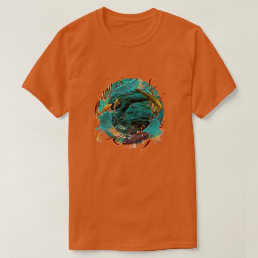 「平和の中を泳ぐ」鯉の魚 Tシャツ (デザイン正面)