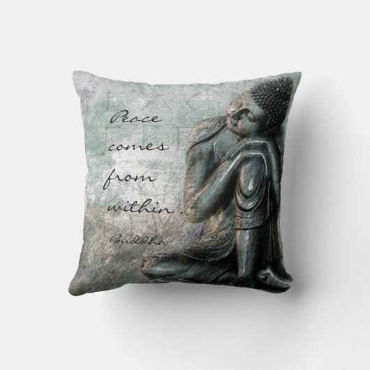 平和の休息の仏は知恵の単語を引用します クッション (裏面)