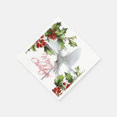 平和の休日の白い鳩のミスタントクリスマス スタンダードカクテルナプキン (角)