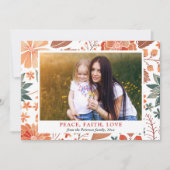 平和の信仰の愛の季節のグリーティングファミリーフォト 招待状 (正面)