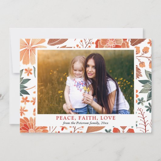 平和の信仰の愛の季節のグリーティングファミリーフォト 招待状 (正面)