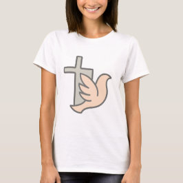 平和の十字架と鳩のシンボル Tシャツ