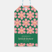 平和の印の花 グリーン ピンク カスタム ブライダルシャワー ギフトタグ (正面)