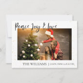 平和の喜びと愛かわいい写真メリークリスマス シーズンカード (正面)