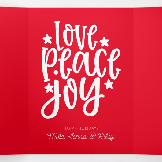 平和の喜びを愛する |写真の追加 三つ折りクリスマスカード (内部中)