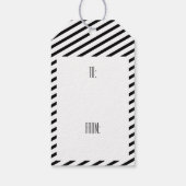 平和の喜び愛 |ブラック&ホワイトストライプ休日 ギフトタグ (裏面)