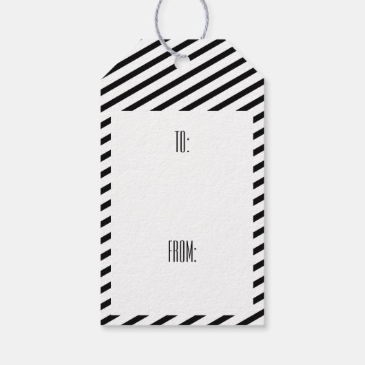 平和の喜び愛 |ブラック&ホワイトストライプ休日 ギフトタグ (裏面)