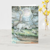 平和の地ユニコーングリーティングカード カード (黄色い花)