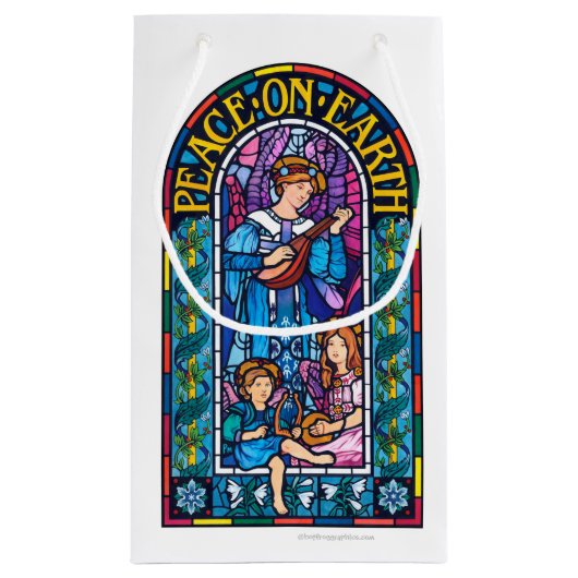 平和の地球に浮かぶラファエリート前の小さな抱き枕 スモールペーパーバッグ (裏面)