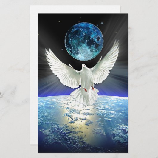 平和の地球の鳩の平和 便箋 (正面/裏面)