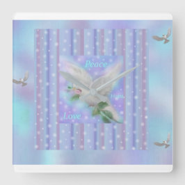 "平和の希望の愛"大きな時計 スクエア壁時計