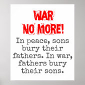 平和の息子たちが彼らの父親を葬る – アンチ戦争引用文 ポスター (正面)