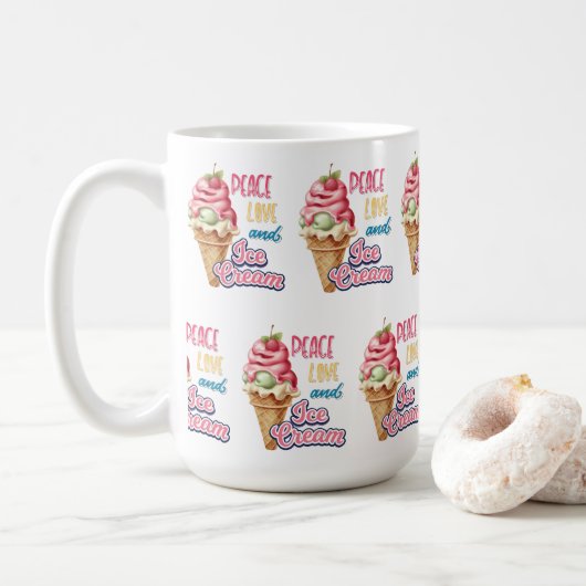 平和の愛とアイスクリーム コーヒーマグカップ (ドーナツ)