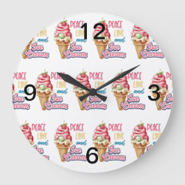 平和の愛とアイスクリーム ラージ壁時計