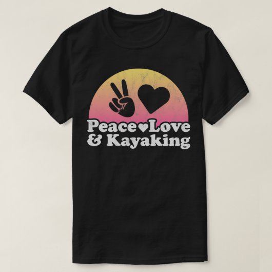 平和の愛とカヤックのプルオーバー Tシャツ (デザイン正面)