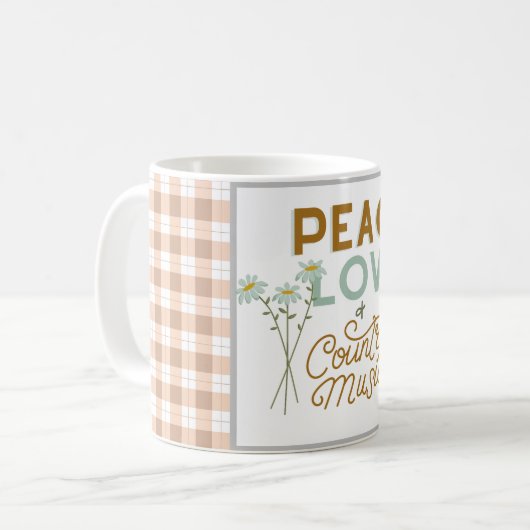 平和の愛とカントリーミュージック コーヒーマグカップ (正面左)