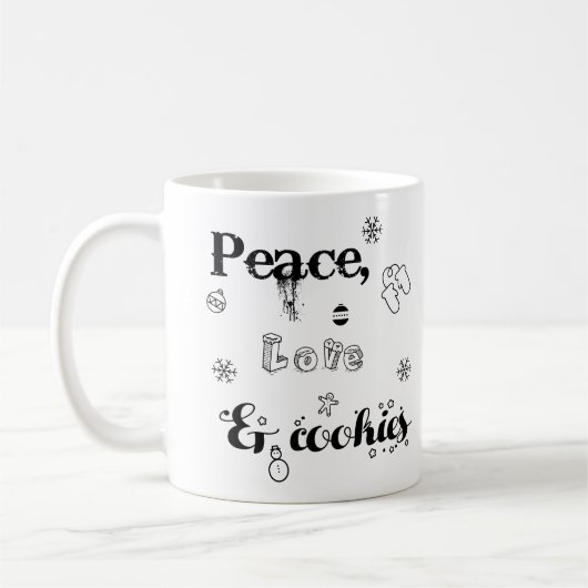 平和の愛とクッキーのクリスマスマグギフト コーヒーマグカップ (左)