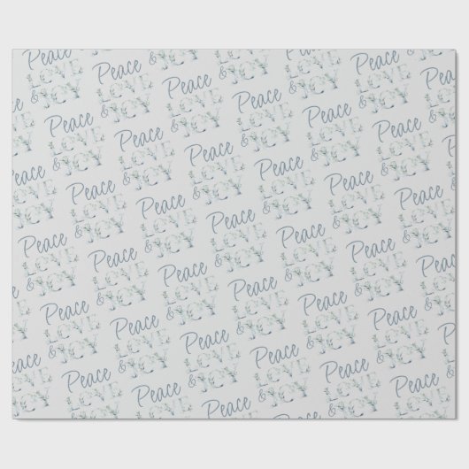 平和の愛と喜びのタイポグラフィ冬の緑 ラッピングペーパー (フラット)