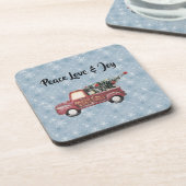 平和の愛と喜びのトイのトラックメリークリスマス コースター (左側)