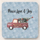 平和の愛と喜びのトイのトラックメリークリスマス コースター (正面)