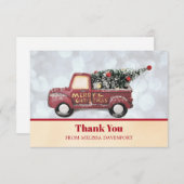 平和の愛と喜びのトイのトラックメリークリスマス サンキューカード (正面/裏面)
