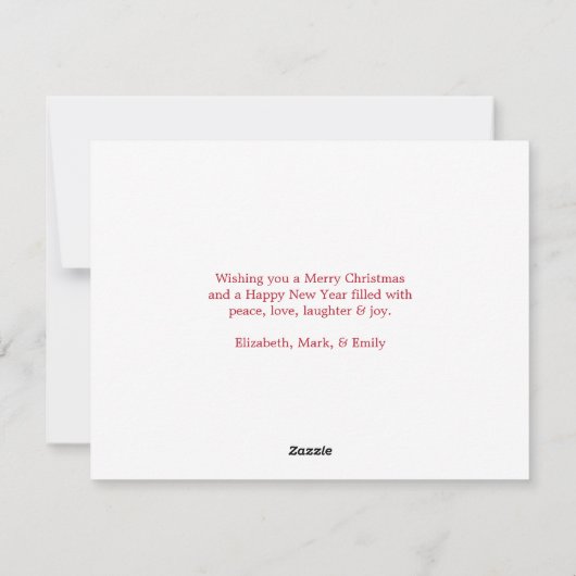 平和の愛と喜びのトイのトラックメリークリスマス シーズンカード (裏面)