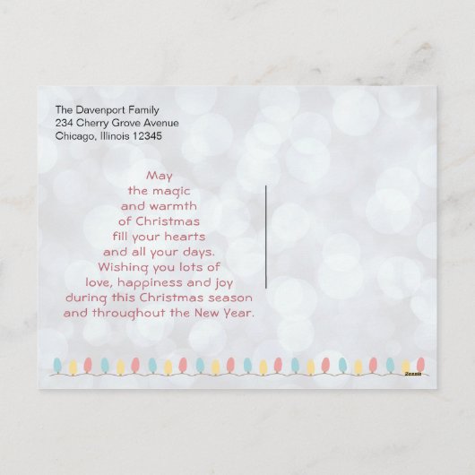 平和の愛と喜びのトイのトラックメリークリスマス シーズンポストカード (裏面)