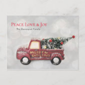 平和の愛と喜びのトイのトラックメリークリスマス シーズンポストカード (正面)