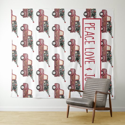 平和の愛と喜びのトイのトラックメリークリスマス タペストリー (インサイチュ(横))