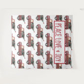 平和の愛と喜びのトイのトラックメリークリスマス タペストリー (正面(横))