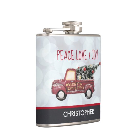 平和の愛と喜びのトイのトラックメリークリスマス フラスク (右)