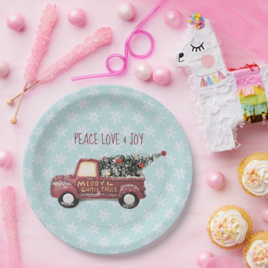 平和の愛と喜びのトイのトラックメリークリスマス ペーパープレート (パーティー)