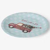 平和の愛と喜びのトイのトラックメリークリスマス ペーパープレート (アングル)