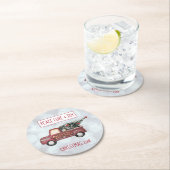 平和の愛と喜びのトイのトラックメリークリスマス ラウンドペーパーコースター (インサイチュ)