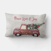 平和の愛と喜びのトイのトラックメリークリスマス ランバークッション (裏面)