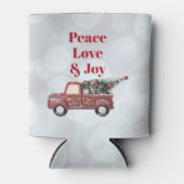 平和の愛と喜びのトイのトラックメリークリスマス 缶クーラー (正面)