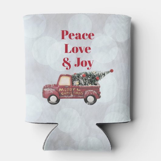 平和の愛と喜びのトイのトラックメリークリスマス 缶クーラー (裏面)