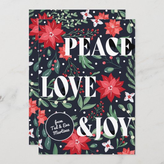 平和の愛と喜びクリスマスフローラ シーズンカード (正面/裏面)