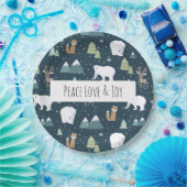 平和の愛と喜びクリスマス動物のパターン ペーパープレート (パーティー)