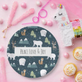 平和の愛と喜びクリスマス動物のパターン ペーパープレート (パーティー)